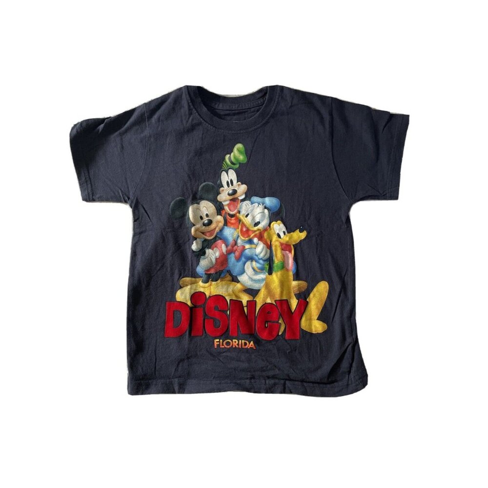 Kids Disney T Shirt (Mickey Goofy Donald and Pluto. Florida) Size S 6-7